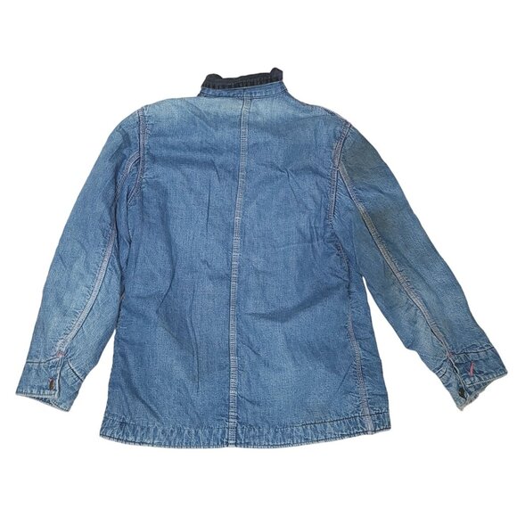 Vintage Big Mac Chore Coat Denim Jean Jacket Blanket Lined Union Made Distressed - Picture 3 of 11